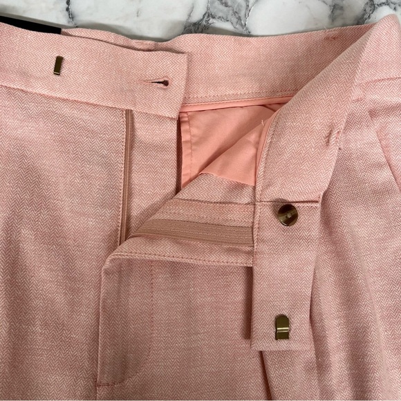 Banana Republic Linen Cotton Blend Bermuda Trouser Shorts 9” Pleated Peach - Picture 9 of 11